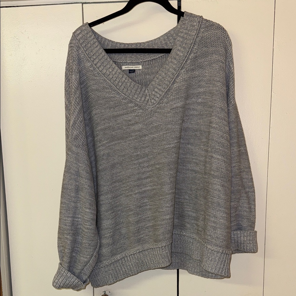 American EagleLight Gray V-Neck Sweater